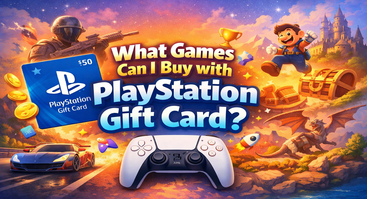 PlayStation gift card showing games you can buy with PS Store credit