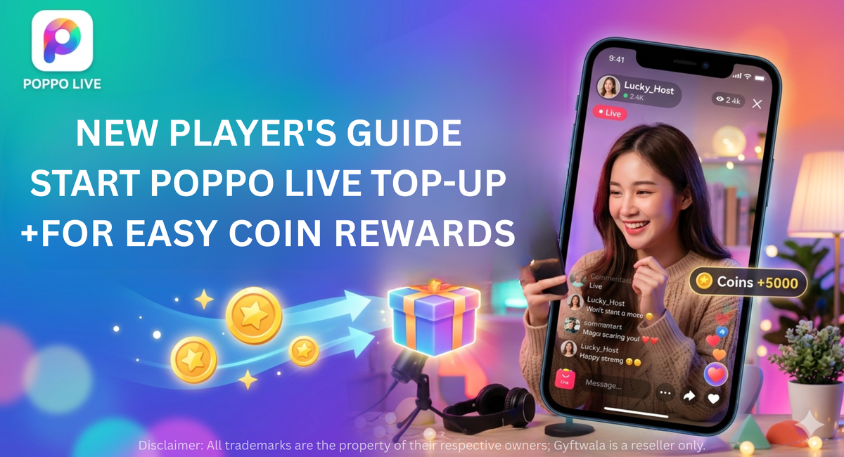 New player Poppo Live coins top-up guide banner with live streaming rewards