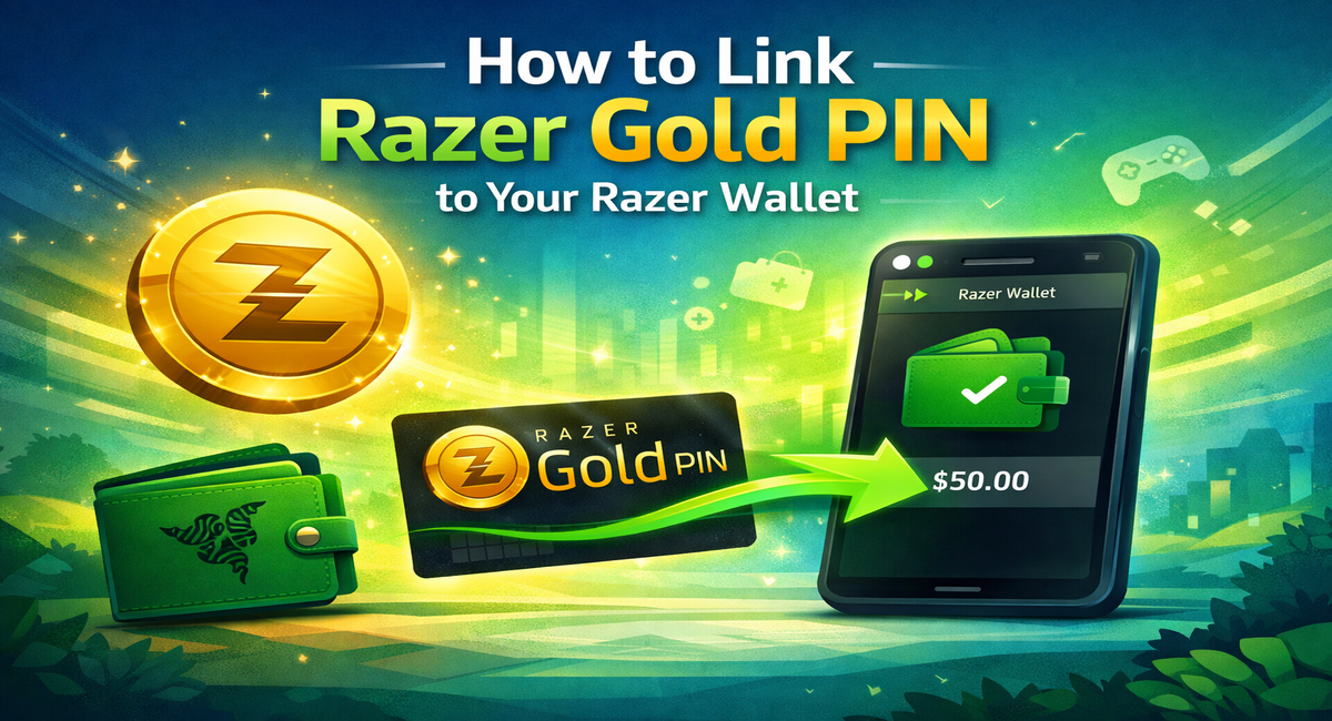 Razer Gold PIN linked to Razer Wallet on smartphone screen with $50 balance displayed