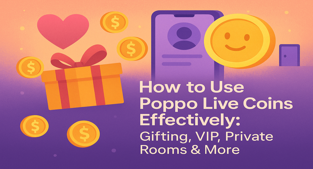Poppo Live Coins gifting VIP private rooms illustration