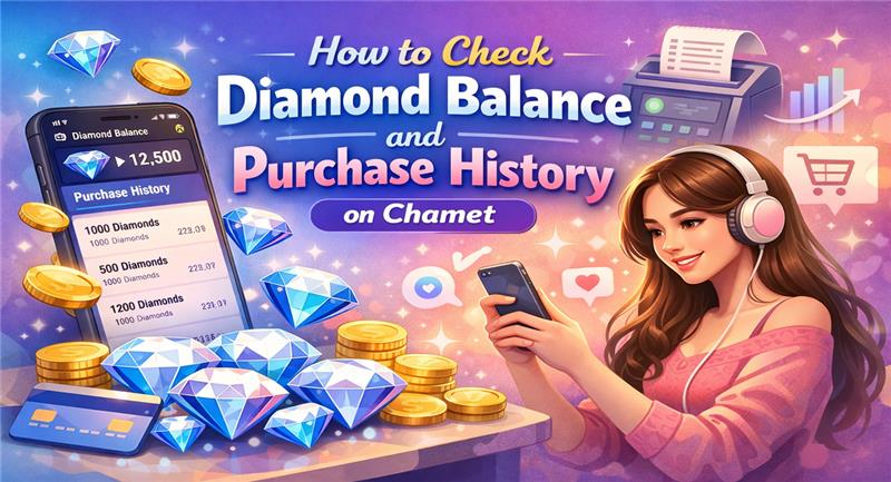 Chamet diamond balance and purchase history screen illustration