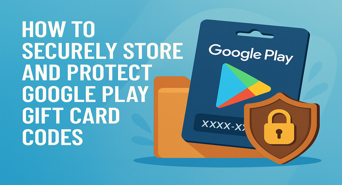Google Play gift card with lock icon showing secure storage.